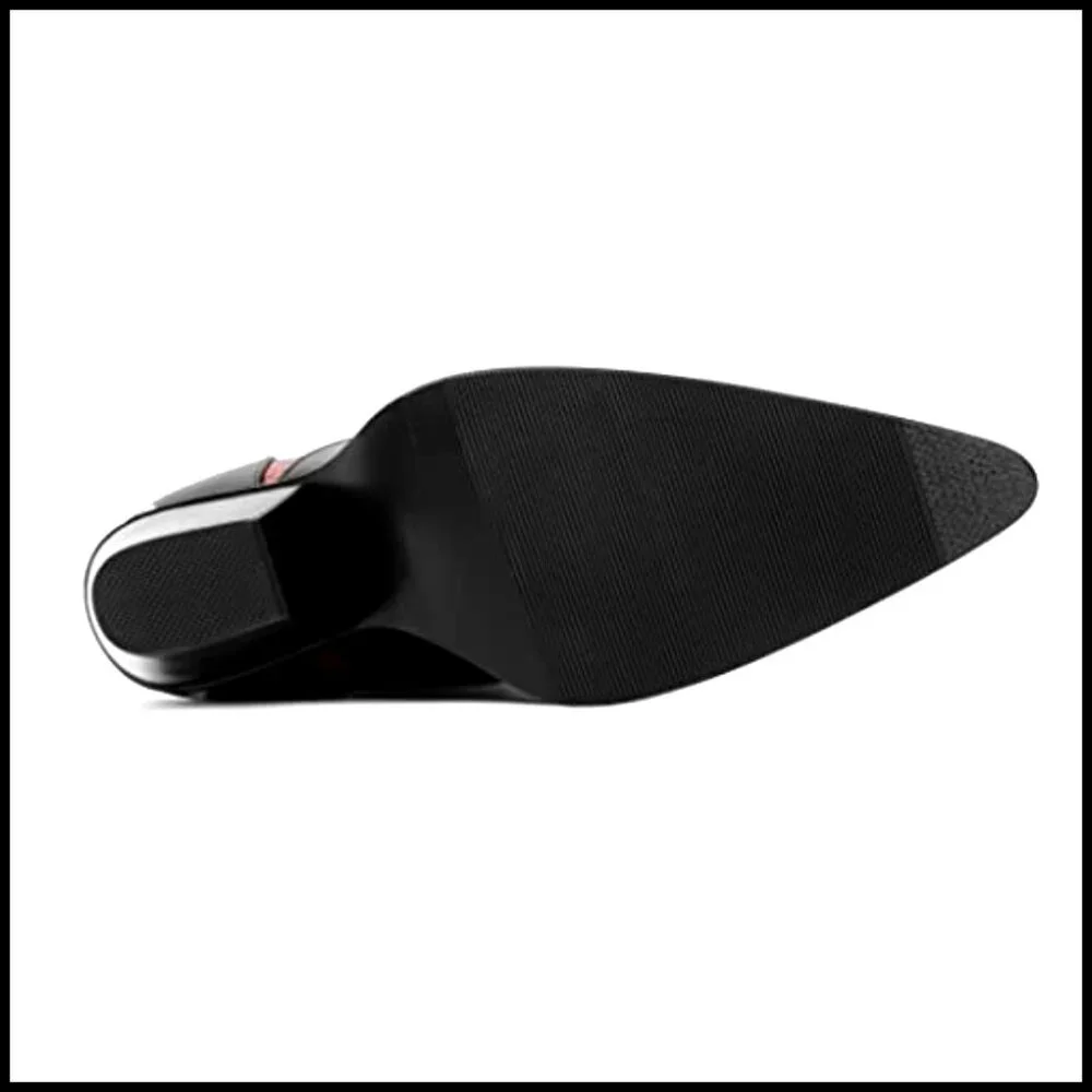 Mid Calf Cowboy Boots with Embroidery, Chunky Heel, Pointed Toe - Picture 5 of 7